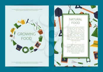 Vector flat gardening icons card or flyer and banner template illustration