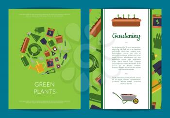 Vector flat gardening icons card or flyer and banner template illustration