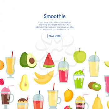 Vector flat smoothie elements background with place for text illustration. Web banner and poster