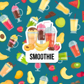 Vector flat smoothie elements background with place for text illustration