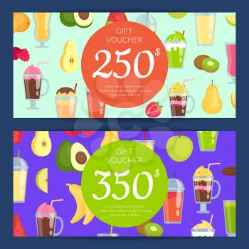 Vector flat smoothie elements discount or gift voucher templates illustration