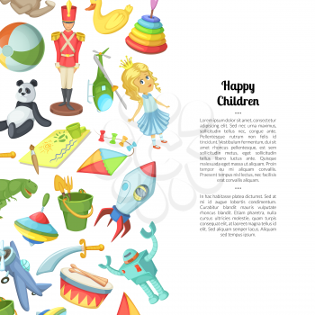 Vector cartoon children toys background with place for text illustration. Web page and website