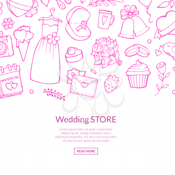 Vector doodle wedding elements background with place for text illustration