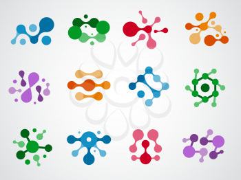 Molecule connection. Science abstract round shapes and forms graphic water or paint ink explosion chemistry communication vector concept. Science molecule, chemistry molecular structure illustration