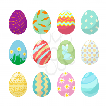 Easter egg. Cute polo colorful decorated celebration eggs vector collection. Easter eggs collection, decoration and tradition illustration