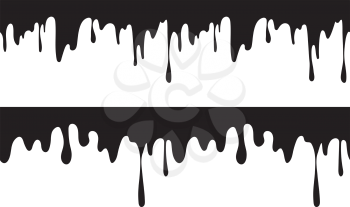 Current ink seamless pattern. Isolated dripping oil or black liquid, petrol vector background. Ink drip and blob paint, splatter and splash, splattered silhouette illustration