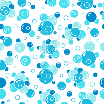 Boiling bubbles pattern. Water liquid balls soap foam vector seamless background. Pattern with blue bubble water, abstract molecular backdrop illustration