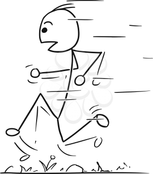 Cartoon vector stickman man running fast