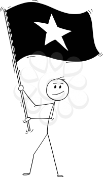 Cartoon drawing conceptual illustration of man waving the flag of Socialist Republic of Vietnam