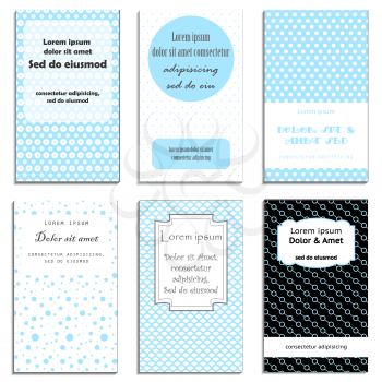 Set of cute cards with dots. Vector design templates for greeting and gift cards on holiday or private events. Can be used for flyers, posters, banners, patterns, art decoration etc.