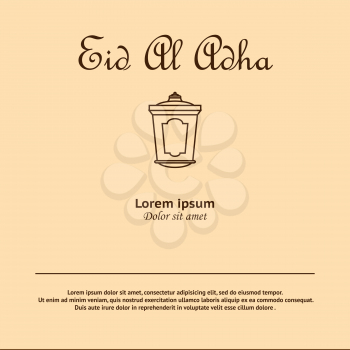 Eid mubarak - traditional arabic lantern for Eid mubarak greeting card. Muslim background