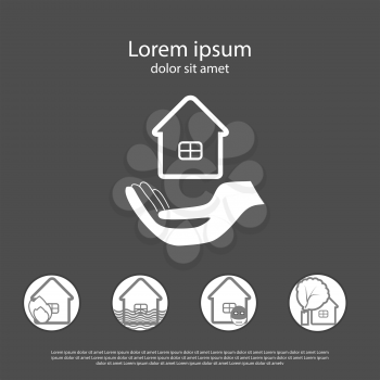 House insurance business service icons template. Can be used for workflow layout, banner, diagram, number options, web design, brochure etc.