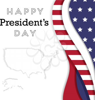 Presidents Day with USA flags colors background and USA map. Can Be Used as Banner or Poster. Vector Illustration EPS10