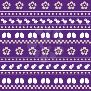 Easter seamless pattern with eggs and chicks