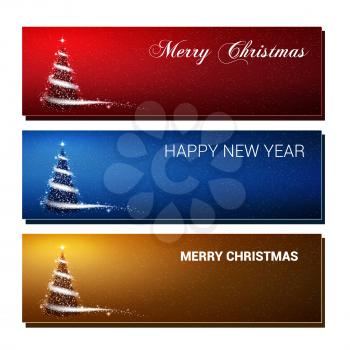 Christmas and New Year colorful banners set vector illustrations