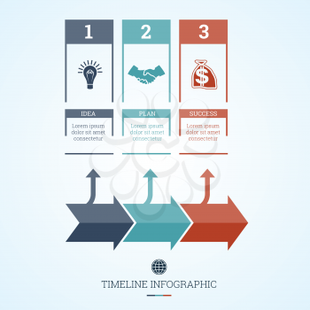 Conceptual Business Timeline Infographic, Vector design template for three positions can be used for workflow, banner, diagram, web design,  area chart