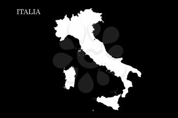 Map of Italy Isolated On Black Background  illustration