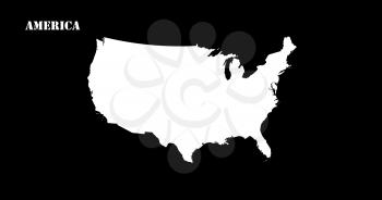 United States of America Map Silhouette Isolated On Black Background 3D illustration
