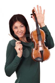 beautiful girl with violin posing