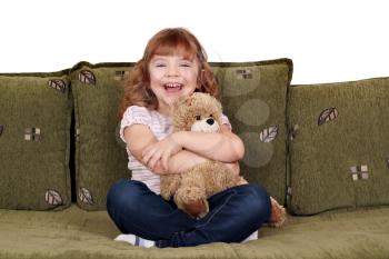 happy little girl with teddy-bear