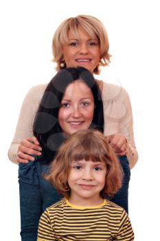 family three generation little girl teenage girl and woman