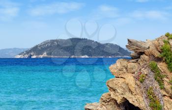 seascape with rocks and island