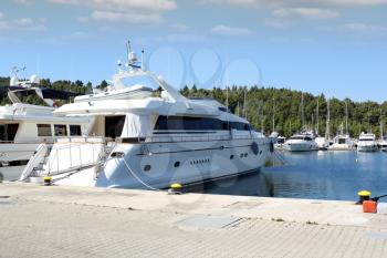 harbor with luxury yacht