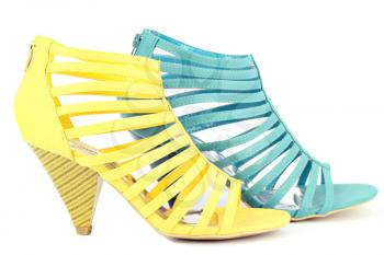 summer yellow and blue sandals shoe