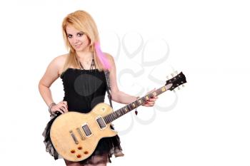 beautiful girl with guitar posing