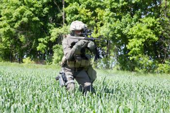 Jagdkommando soldier Austrian special forces equipped with rifle