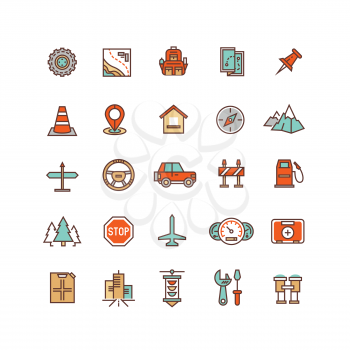 Road traffic flat vector icons. Traffic element of set, sign to travel traffic illustration
