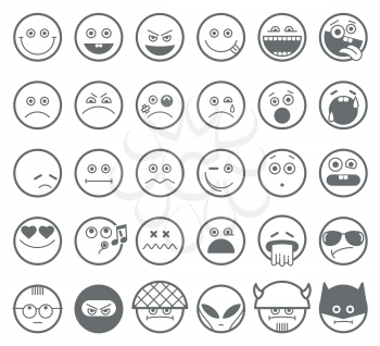 Smiley emoticon vector line icons. Smiley linear faces,  emotion smiley outline signs, smiley character set