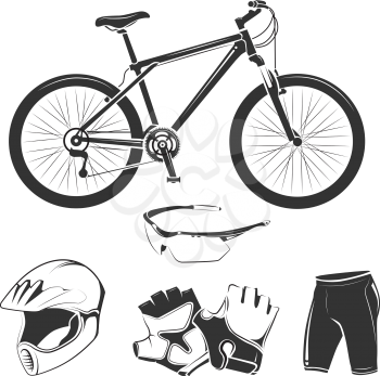 Vector elements for bicycle or bike shop. Bike travel and bicycle transport design elements