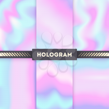 Rainbow colored hologram vector background set. Colored hologram rainbow and gradient hologram decorative with blurred multicolor illustration