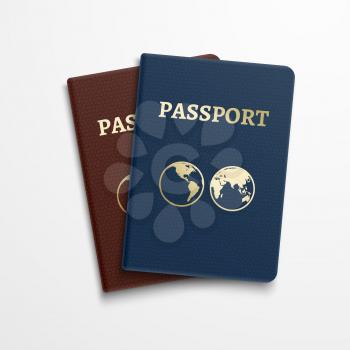 Passports international identification document. Vector travelling concept. Passport for identification person and illustration passport document for journey and vacation