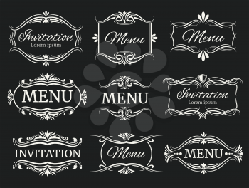 Calligraphic decorative vector frames for menu and wedding invitation. Calligraphic frame for wedding and invitation, illustration element vintage menu