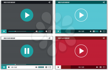 Video player interface for web and mobile apps. Vector mockup ui template. Screen media player for mobile app, illustration video player for music and movie