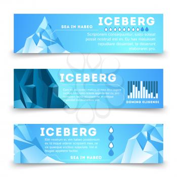 Nature information banners template with iceberg polar, vector business template card illustration