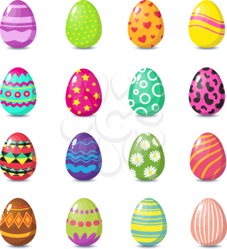 Cartoon happy easter cute eggs vector set. Easter spring eggs for celebration illustration