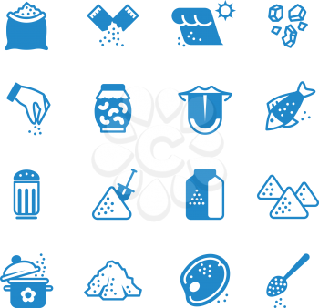 Salt silhouette vector icons set. Salt for cooking cuisine, recipe and preparation seasoning illustration