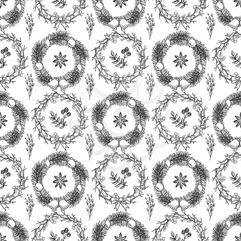 Hand drawn Christmas decorations seamless pattern background vector illustration design