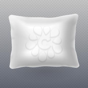 Soft white realistic pillow for bed isolated on transparent background. Vector illustration