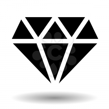 Diamond vector icon isolated over white. Monochrome gem stone illustration