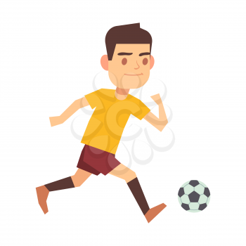 Soccer player running with ball isolated white vector. Man run with ball illustration