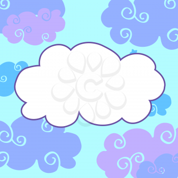 Vector daytime cartoon clouds frame. Drawing graphic sky with clouds illustration