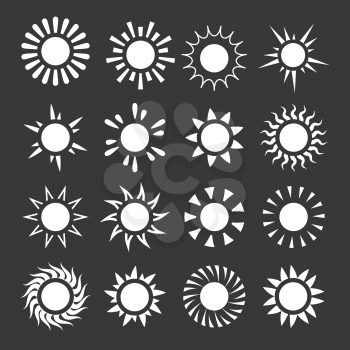 Suns weather vector icons set. Forecast sunny web sign illustration