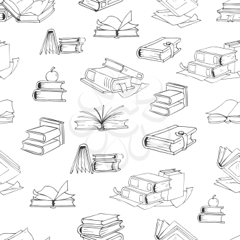 Doodle library book seamless vector pattern. Background with book for education, illustration of school books illustration