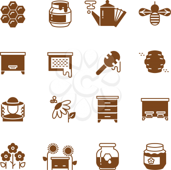 Bee hive, honey, bee honeycomb vector icons. Sweet honey and natural organic food illustration