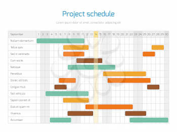 Project schedule chart, overview planning timeline vector diagram. Project infographic business plan illustration
