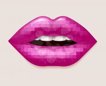 Realistic vector pink woman lips. Beauty and sexy female lips illustration